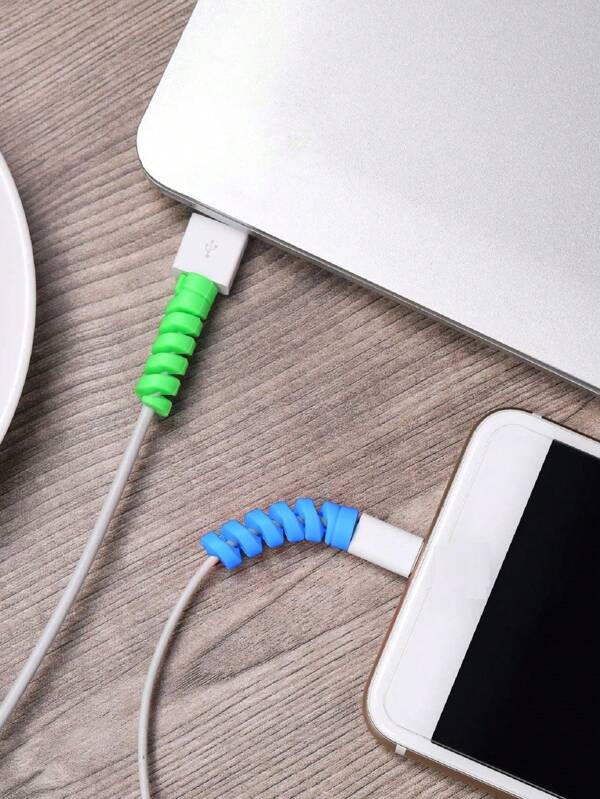 12pcs Silicone Spiral Data Cable Protector, For All Phones, Laptops And Chargers SHEIN USA