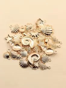 30g Random Mix Fashionable Sea Shell & Starfish Shaped Pendant Zinc Alloy Decoration Pendant Diy Jewelry Making Accessories For Summer Holiday - Yellow Gold - View 2