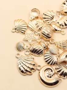 30g Random Mix Fashionable Sea Shell & Starfish Shaped Pendant Zinc Alloy Decoration Pendant Diy Jewelry Making Accessories For Summer Holiday - Yellow Gold - View 3