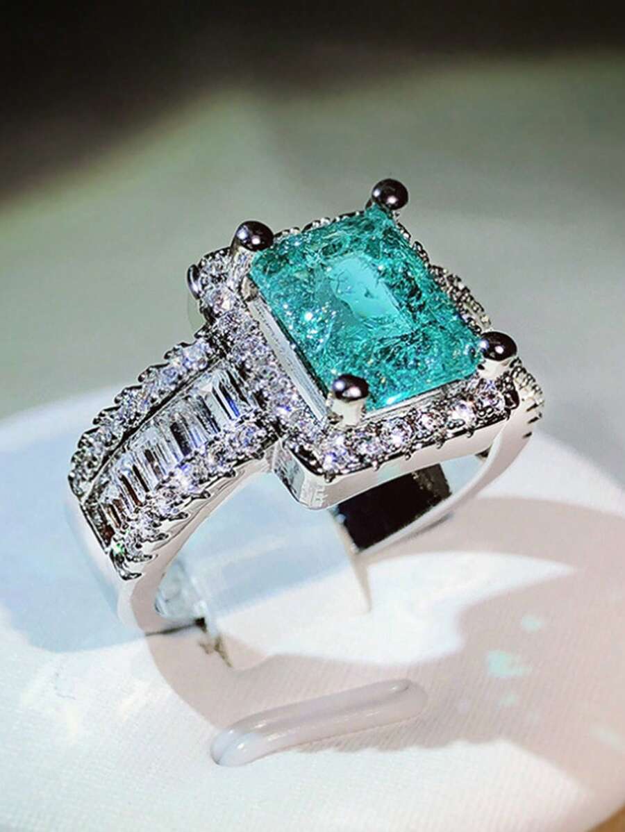 1 pieza anillo de decoración de diamantes de imitación de lujo para mujer para decoración diaria joyería de cobre - Multicolor - Ver 1