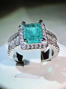1 pieza anillo de decoración de diamantes de imitación de lujo para mujer para decoración diaria joyería de cobre - Multicolor - Ver 3
