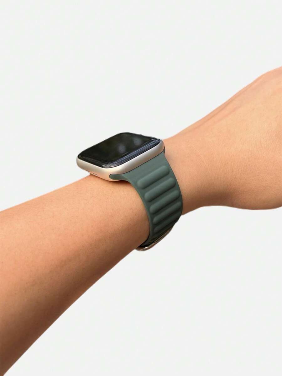 硅胶表带，兼容 42mm、38mm、40mm、41mm、44mm、45mm、46mm、49mm 型号，时尚智能手表替换表带，适用于 Series Ultra2、Ultra SE2、SE 11、10、9、8、7、6、5、4、3、2、1 等型号，男女通用，学生返校季理想礼物 - 墨綠色 - 查看 1