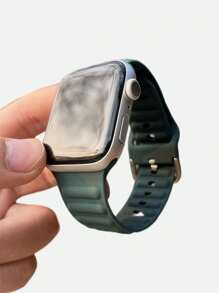 硅胶表带，兼容 42mm、38mm、40mm、41mm、44mm、45mm、46mm、49mm 型号，时尚智能手表替换表带，适用于 Series Ultra2、Ultra SE2、SE 11、10、9、8、7、6、5、4、3、2、1 等型号，男女通用，学生返校季理想礼物 - 墨綠色 - 查看 3