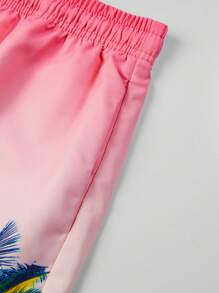 Manfinity RSRT Men Coconut Tree Print Shirt & Drawstring Waist Shorts Set Without Tee - Multicolor - View 5