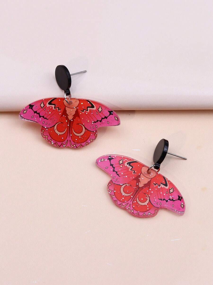 Pendientes largos con mariposa - Multicolor - Ver 1