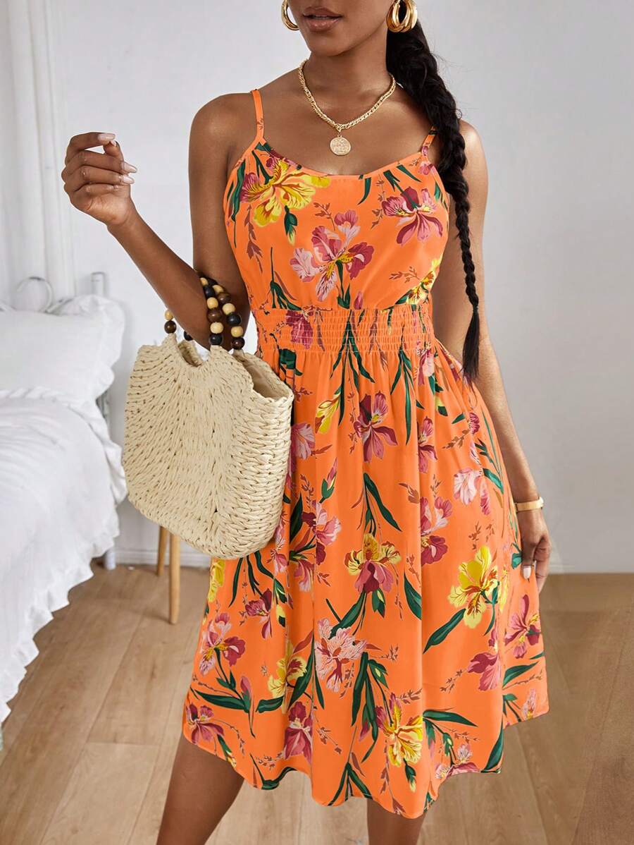 Breezaya 印花吊帶連衣裙 - 橘色 - 查看 1