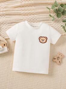 Baby Bear Patched Detail Tee - White - View 1