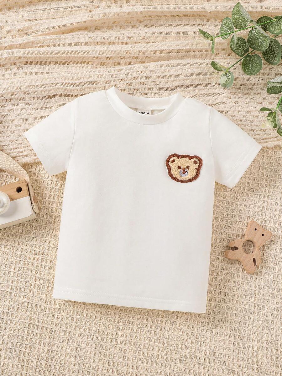 Baby Bear Patched Detail Tee - White - View 1