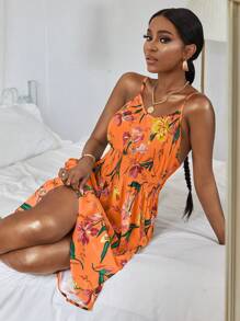 Breezaya 印花吊帶連衣裙 - 橘色 - 查看 3