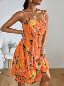 Breezaya 印花吊帶連衣裙 - 橘色 - 查看 4