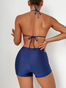 美國旗圖案掛脖三角杯比基尼泳裝 - 彩色 - 查看 2