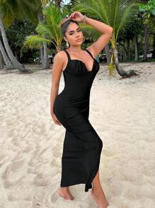 SHEIN SXY Cami Kleid mit Rüschen, Schlitz
