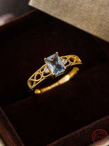 1pc Fashion Cubic Zirconia & Infinity Symbol Decor Silver Ring For Women For Party - Gold - View 1