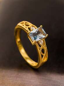 1pc Fashion Cubic Zirconia & Infinity Symbol Decor Silver Ring For Women For Party - Gold - View 2