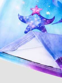 Girls Mermaid Print Tee & Star Print Shorts Snug Fit PJ Set - Multicolor - View 5