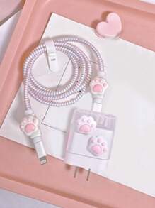 5入組爪子裝飾數據線保護套和充電器頭套 - 彩色 - 查看 5