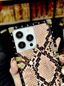 Square Plating Snake Pattern Series Phone Case - Multicolor - View 3
