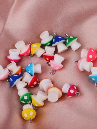 10入組/套15X13毫米可愛樹脂蘑菇DIY女士吊墜用於DIY珠寶製作