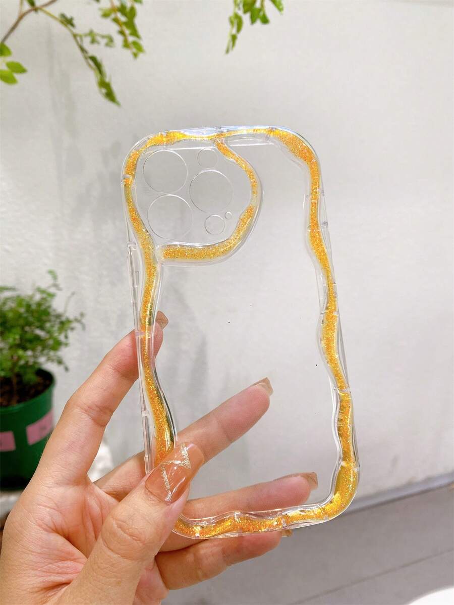 透明金屬亮絲手機殼 - 橘色 - 查看 1