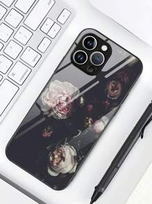 Floral Pattern Glass Phone Case - Multicolor - View 2