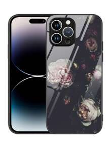Floral Pattern Glass Phone Case - Multicolor - View 3