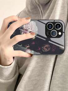 Floral Pattern Glass Phone Case - Multicolor - View 5