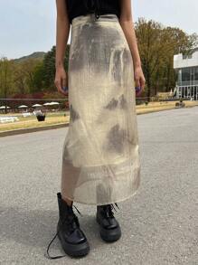 DAZY Tie Dye Mesh Overlay Skirt - Multicolor - View 1