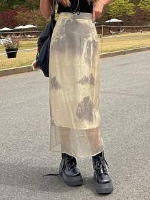 DAZY Tie Dye Mesh Overlay Skirt - Multicolor - View 4