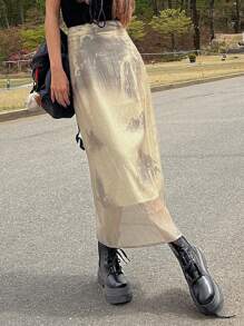 DAZY Tie Dye Mesh Overlay Skirt - Multicolor - View 5