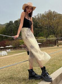 DAZY Tie Dye Mesh Overlay Skirt - Multicolor - View 7