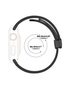 1pc Dây đeo đồng hồ từ tính có thể gập lại bằng silicon Tương thích với Apple Watch - màu đen - Xem 3