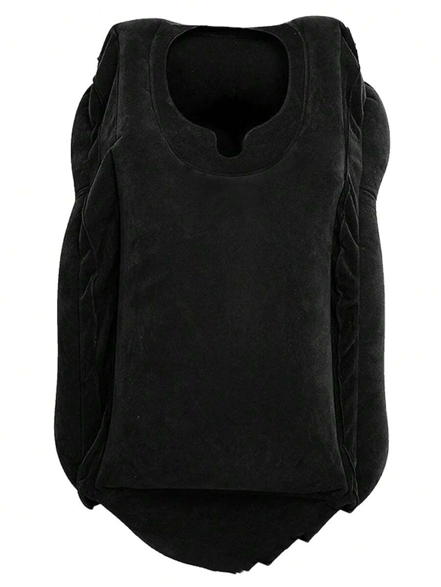 1pc Portable Inflatable Car Neck Pillow - Black - View 1