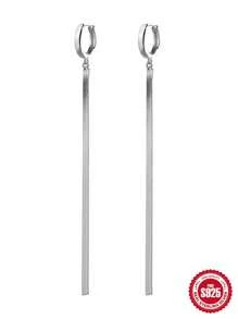 1對時尚金屬流蘇銀耳墜適合女士日常裝飾