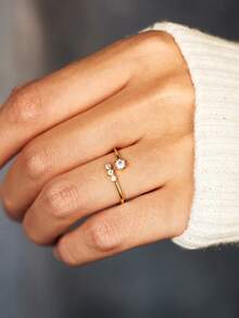 BALMORA 1PC Thời Trang Đính Đá Cubic Zirconia Trang Trí Bạc Vòng Đeo Tay Cho Nữ Trang Trí Hàng Ngày - Vàng - Xem 2