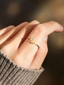 BALMORA 1PC Thời Trang Đính Đá Cubic Zirconia Trang Trí Bạc Vòng Đeo Tay Cho Nữ Trang Trí Hàng Ngày - Vàng - Xem 3