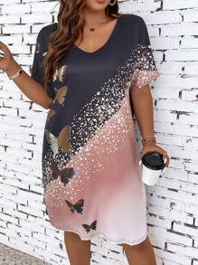 SHEIN LUNE Đầm Plus Size Loại bướm Giải trí - Nhiều màu - Xem 5