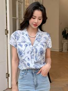 DAZY 花卉印花尖領襯衫