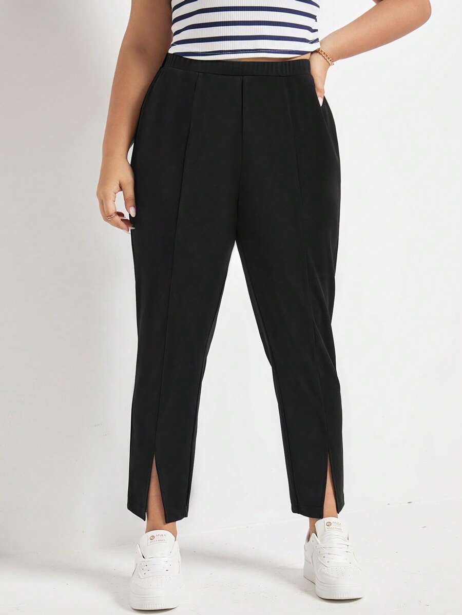 SHEIN Frenchy Plus Split Hem Pants