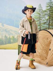 夏天輕便撞色夾克完美適用於戶外運動 - 卡其色 - 查看 6