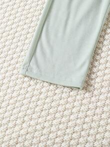 小女童網眼刺繡插肩袖T恤和褲子睡衣套裝 - 薄荷綠 - 查看 3