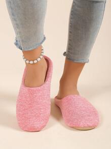 Women Minimalist Bedroom Slippers, Fabric Fashion Home Slippers - Baby Pink - View 1