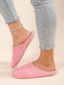 Women Minimalist Bedroom Slippers, Fabric Fashion Home Slippers - Baby Pink - View 4