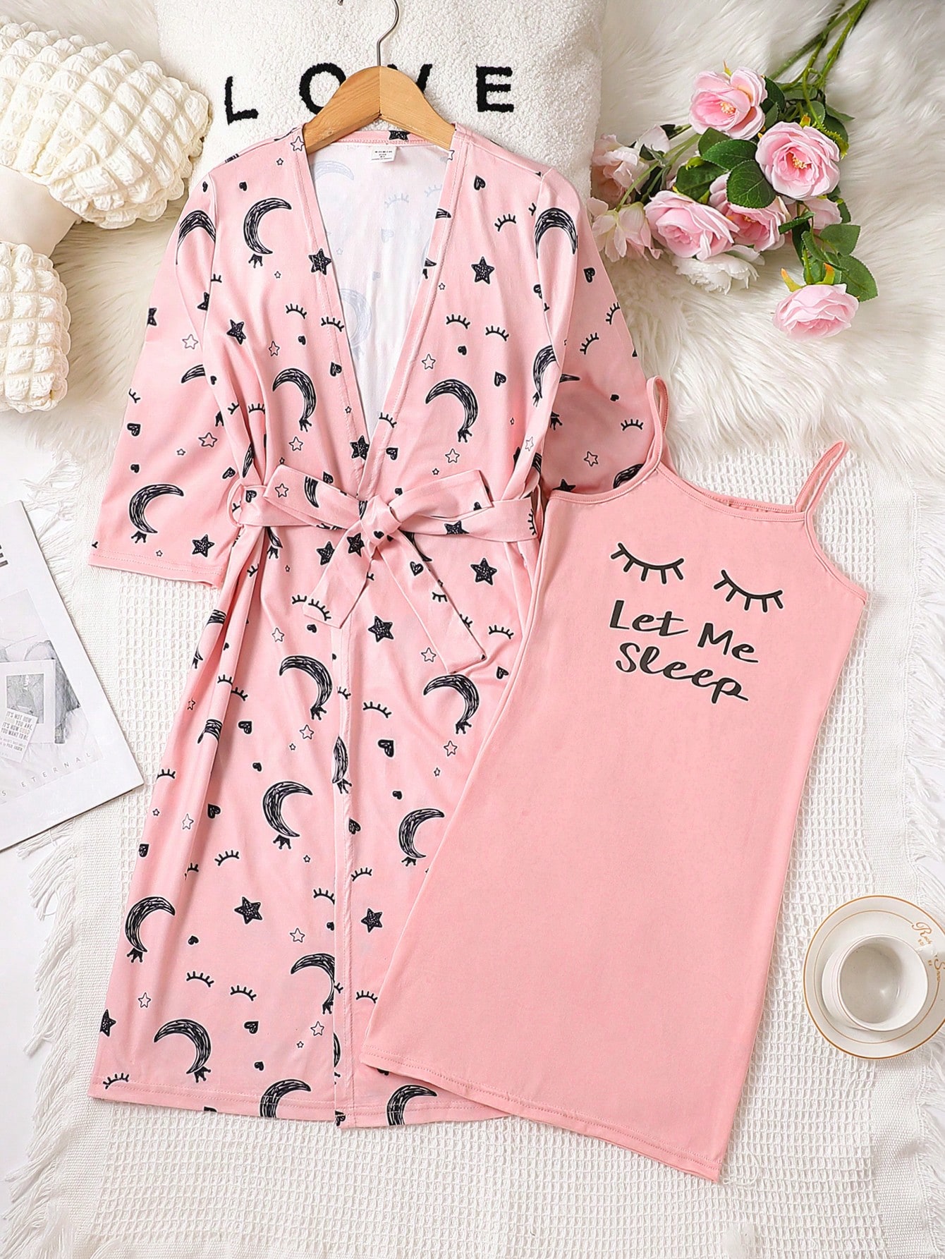 fille-imprim-toile-et-lune-peignoir-graphique-de-slogan-robe-de