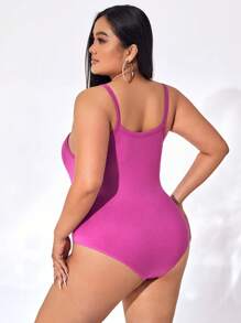 evoluSHEIN X Anitta 大碼素色吊帶連體衣 - 紫色 - 查看 2