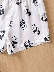Girls Panda Print Cami Top & Shorts PJ Set - White - View 5
