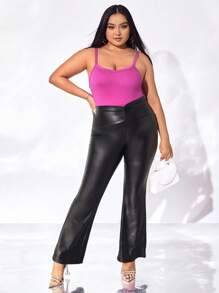 evoluSHEIN X Anitta 大碼素色吊帶連體衣 - 紫色 - 查看 3