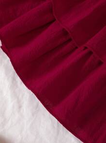 SHEIN Young Girl Eyelet Embroidery Halter Top & Bow Front Two Layer Hem Skirt Summer Holiday