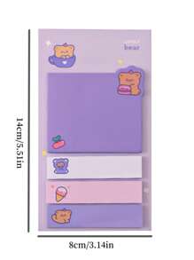 4 件/套卡通可爱索引便签、学生文具办公用品、便签本 - 彩色 - 查看 5