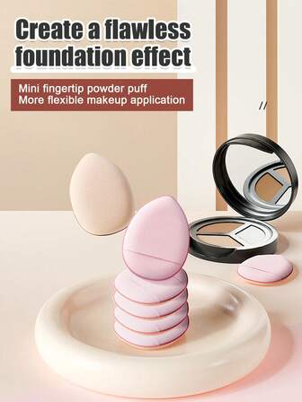 3 piezas Mini corrector de cojín de aire, esponja de maquillaje de tamaño pequeño para usar con los dedos, base para cubrir la cara, soplo de polvo delicado, cojín de esponja de maquillaje profesional, herramienta de maquillaje