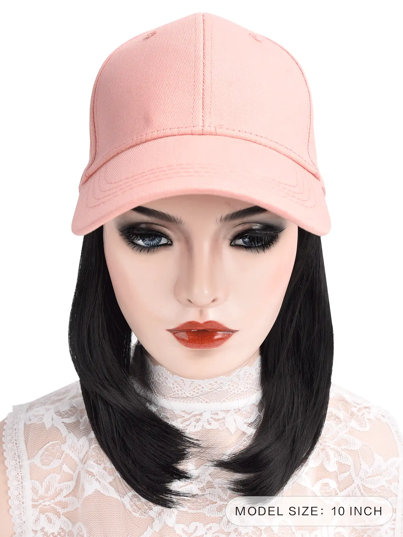 Short Straight Synthetic Wig With Cap - Black - View 2